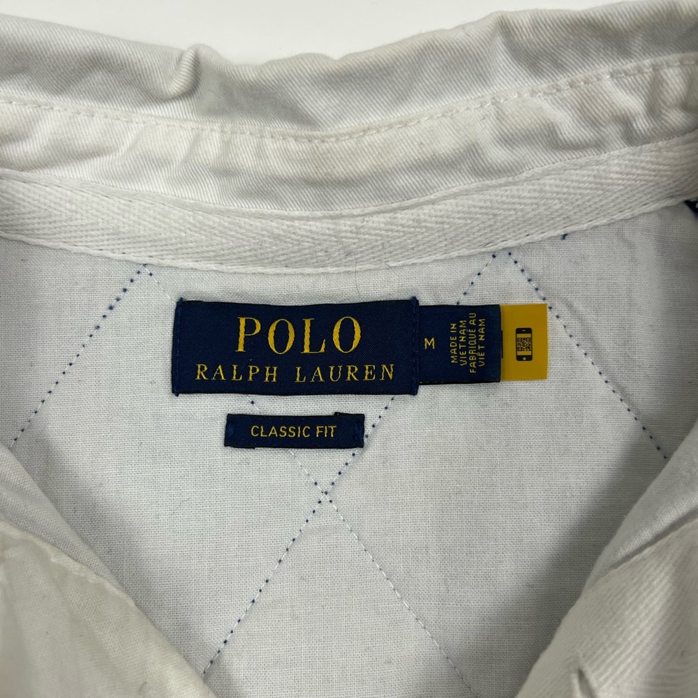 Ralph Lauren Navy Rugby Shirt with Orange & Green Stripes - Picture 3 of 3